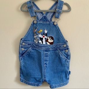90s Vintage Looney Tunes Jean Overalls 24m